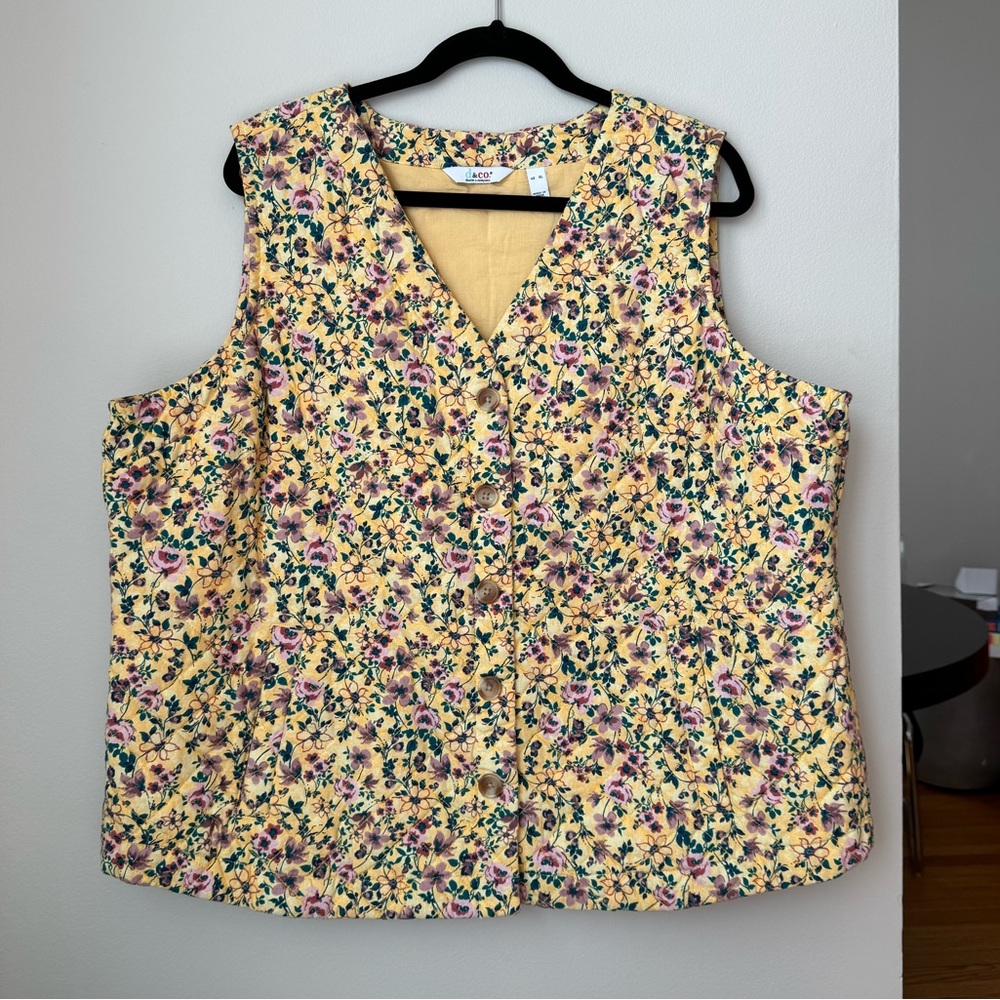 Quilted Jacket Vest Floral
